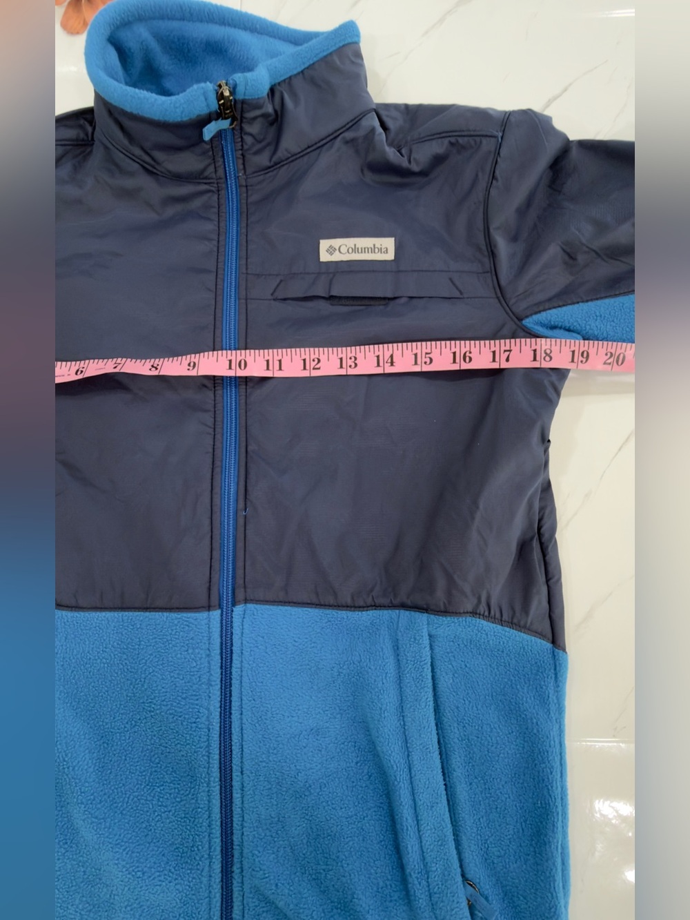 Columbia Navy and Bright Blue Kids Puffer Fleece Jacket - Picture 4 of 7